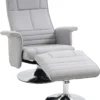 HOMCOM Massagesessel Mit Fußhocker, Relaxsessel Mit Liegefunktion, Elektrischer Fernsehsessel Mit Fernbedienung, Liegesessel Mit Leinenoptik, Stahl, Hellgrau -Homcom c8521dc6964a577c1cbf85521be3d551