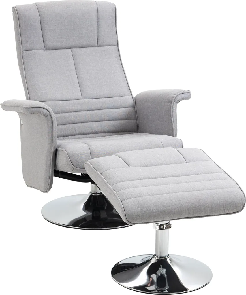 HOMCOM Massagesessel Mit Fußhocker, Relaxsessel Mit Liegefunktion, Elektrischer Fernsehsessel Mit Fernbedienung, Liegesessel Mit Leinenoptik, Stahl, Hellgrau 3 HOMCOM Massagesessel Mit Fußhocker, Relaxsessel Mit Liegefunktion, Elektrischer Fernsehsessel Mit Fernbedienung, Liegesessel Mit Leinenoptik, Stahl, Hellgrau
