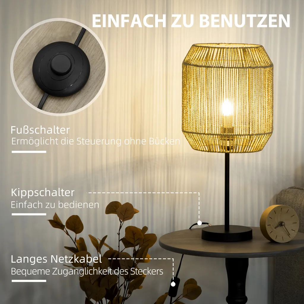 HOMCOM 2er-Stehlampenset Mit 1 Tischleuchte, 1 Stehlampe, Stehleuchte Und Tischlampe Set Mit E27 Sockel, Leinen-Lampenschirm Für Wohnzimmer, Schlafzimmer, Natur 8 HOMCOM 2er-Stehlampenset Mit 1 Tischleuchte, 1 Stehlampe, Stehleuchte Und Tischlampe Set Mit E27 Sockel, Leinen-Lampenschirm Für Wohnzimmer, Schlafzimmer, Natur – Bild 6