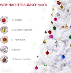 HOMCOM Weihnachtsbaum Künstlicher Christbaum Tannenbaum Baum 150cm Mit Ständer Inkl. Nachbildung (150cm, Weiß/Weihnachtsbaum 1) -Homcom c92af14953b6e2cc5d1ac0450c750700