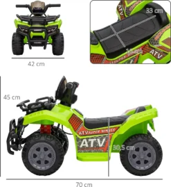 HOMCOM Mini Elektro-Quad Kinder Elektro ATV Kinderwagen Frontlicht Kinderfahrzeug Kindermotorrad Elektroquad Für 18-36 Monate Kinder Metall PP-Kunststoff Grün 70 X 42 X 45 Cm -Homcom c9d92bff4c94a9c29f52bd26500f22ec