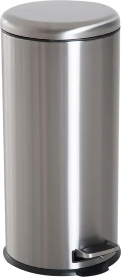 HOMCOM Treteimer Mit Inneneimer Pedal-Mülleimer Klappdeckel Abfallsammler Edelstahl Silber 30L