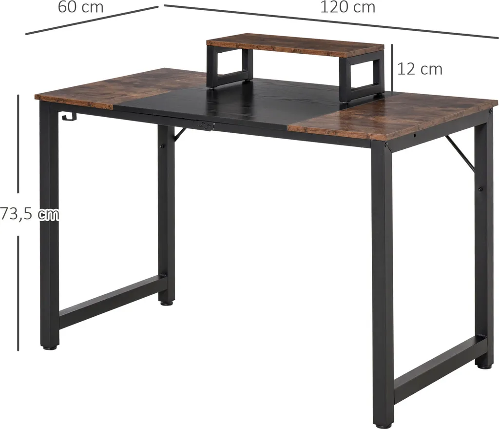 HOMCOM Computertisch Schreibtisch PC Tisch Bürotisch Industriestil Spanplatte Metall Rustikales Braun+Schwarz 120 X 60 X 73,5 Cm 9 HOMCOM Computertisch Schreibtisch PC Tisch Bürotisch Industriestil Spanplatte Metall Rustikales Braun+Schwarz 120 X 60 X 73,5 Cm – Bild 7