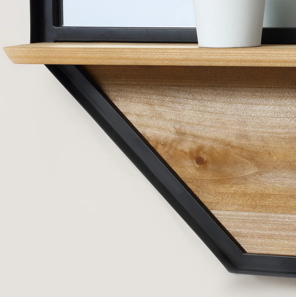 HOMCOM 61 X 61cm Achteck Wandspiegel Hängespiegel Wohnzimmerspiegel Mit Regal Industrie-Design Für Schlafzimmer Schwarz 11 HOMCOM 61 X 61cm Achteck Wandspiegel Hängespiegel Wohnzimmerspiegel Mit Regal Industrie-Design Für Schlafzimmer Schwarz – Bild 9