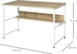 HOMCOM Schreibtisch Für Arbeitszimmer Computertisch Bürotisch Heimbüro Modernes Design Spanplatte Metall Natur 120 X 60 X 75 Cm -Homcom cb849d747daffb7037333a1cc9c0318a