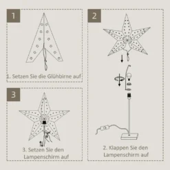 HOMCOM Tischlampe Stern Weihnachtsstern Lampe Papierstern Lampe Tischleuchte 5 Zacken 71 Cm Leuchtstern Weihnachtsdekoration Weiß+Gold 15 HOMCOM Tischlampe Stern Weihnachtsstern Lampe Papierstern Lampe Tischleuchte 5 Zacken 71 Cm Leuchtstern Weihnachtsdekoration Weiß+Gold -Homcom cc7c9d9597a89662673c686c85b0ff7e