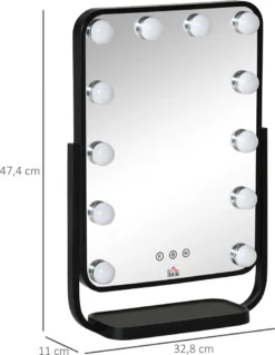 HOMCOM Schminkspiegel Hollywood Makeup Spiegel Mit 12 Dimmer-LED-Leuchten 3 Lichtfarben Kosmetikspiegel Touch-Steuerung 12W Für Schlafzimmer 32,8 X 11 X 47,4 Cm 12 HOMCOM Schminkspiegel Hollywood Makeup Spiegel Mit 12 Dimmer-LED-Leuchten 3 Lichtfarben Kosmetikspiegel Touch-Steuerung 12W Für Schlafzimmer 32,8 X 11 X 47,4 Cm -Homcom cd05fc05d9c5c46455ce93f679d8aa0f