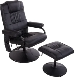 HOMCOM Massagesessel Relaxsessel Fernsehsessel TV Sessel Mit Massagefunktion Inkl. Hocker Kunstleder Schwarz 77 X 84 X 95 Cm