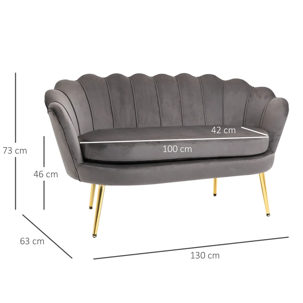 HOMCOM 2-Sitzer Stoffsofa Zweisitzer Loungesofa Mit Weichen Und Großzügigen Kissen Polstersofa Sitzmöbel Polstermöbel Designsofa Elegant Samt Polyester Grau 130 X 63 X 73 Cm 9 HOMCOM 2-Sitzer Stoffsofa Zweisitzer Loungesofa Mit Weichen Und Großzügigen Kissen Polstersofa Sitzmöbel Polstermöbel Designsofa Elegant Samt Polyester Grau 130 X 63 X 73 Cm – Bild 7