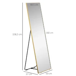 HOMCOM 2-in-1 Standspiegel, Wandspiegel Mit Goldenem Besatz, Ganzkörperspiegel Ankleidespiegel Für Schlafzimmer, Wohnzimmer, Umkleideraum, 50 X 37 X 158,5 Cm -Homcom cf55b411e36d76e126471a76a54523ae