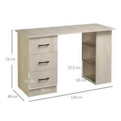 HOMCOM Schreibtisch Computertisch Bürotisch Arbeitstisch Regal Mit 3 Schubladen Regale Natur 120 X 49 X 72 Cm -Homcom d048ac0c71d8d27a29d1144412d97179