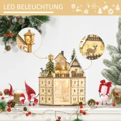 HOMCOM Weihnachts-Adventskalender Mit 24 Zugkästen Weihnachtskalender Mit LED-Lichtern Adventskalenderbox Sperrholz-Platte Naturholz 25 X 20 X 29 Cm 12 HOMCOM Weihnachts-Adventskalender Mit 24 Zugkästen Weihnachtskalender Mit LED-Lichtern Adventskalenderbox Sperrholz-Platte Naturholz 25 X 20 X 29 Cm -Homcom d072dbf7fd233a26bde74c9cf57c9be9