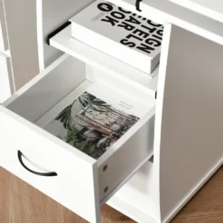 HOMCOM Computertisch Schreibtisch Bürotisch Home Office Reichlich Stauraum 2 Schubladen Druckregal Weiß 120 X 55 X 85 Cm -Homcom d3a475e9c125a0d576c9311be5a7ec7f