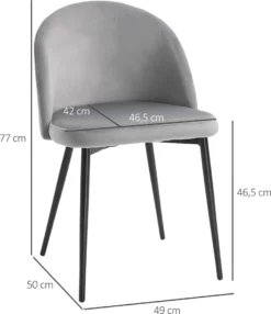 HOMCOM 2er-Set Esszimmerstühle Küchenstühle Polsterstuhl Design Stuhl Mit Rückenlehne Polstersessel Kunstwildleder Sessel Samt Metallbeine Grau 49x50x77cm 11 HOMCOM 2er-Set Esszimmerstühle Küchenstühle Polsterstuhl Design Stuhl Mit Rückenlehne Polstersessel Kunstwildleder Sessel Samt Metallbeine Grau 49x50x77cm -Homcom d3ec57ec592187642afdedd64f932bb3