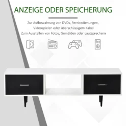 HOMCOM Fernsehtisch Fernsehschrank Mit Schubladen Regale Für 60'' Fernseher TV-Board Wohnzimmer Schlafzimmer Spanplatte Metallbeine Weiß 140 X 30 X 42 Cm -Homcom d4b5ecd6e60e6a3a5676d2b3a90fde9b