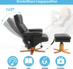 HOMCOM Massagesessel Mit Fußhocker Relaxsessel Fernsehsessel TV Sessel 145°-Neigung Kunstleder Schwarz 80 X 86 X 99 Cm 15 HOMCOM Massagesessel Mit Fußhocker Relaxsessel Fernsehsessel TV Sessel 145°-Neigung Kunstleder Schwarz 80 X 86 X 99 Cm -Homcom d59be830cf94fb361e9168c47c5c06fc