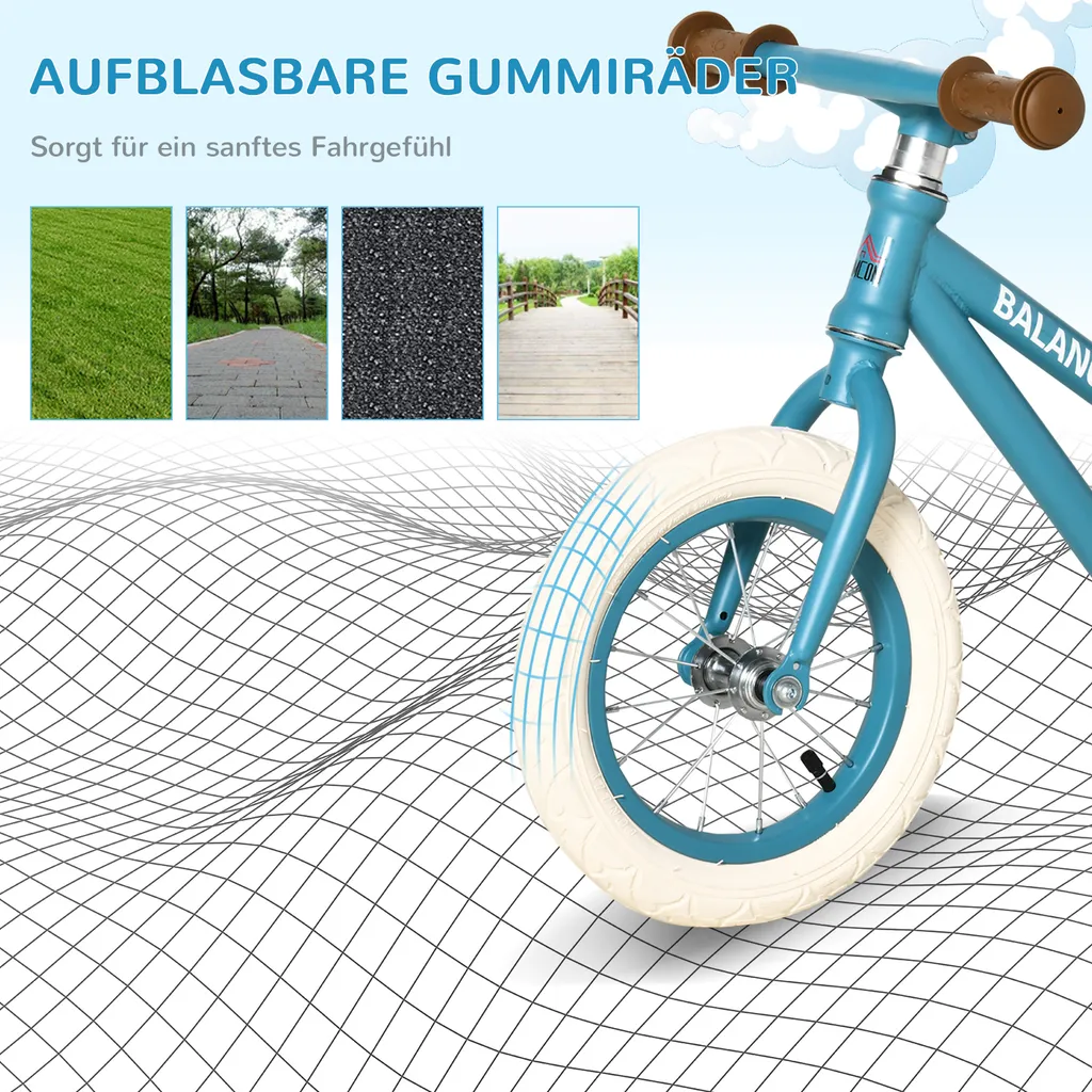 HOMCOM Laufrad Kinderlaufrad Höhenverstellbarem Sitz Lernlaufrad Luftgefüllte Reifen Für Kinder Ab 3 Jahren Stahl Blau 85 X 40 X 53 Cm 7 HOMCOM Laufrad Kinderlaufrad Höhenverstellbarem Sitz Lernlaufrad Luftgefüllte Reifen Für Kinder Ab 3 Jahren Stahl Blau 85 X 40 X 53 Cm – Bild 5
