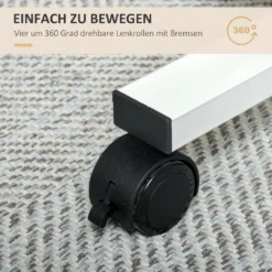 HOMCOM Höhenverstellbar Steh-Sitz Schreibtisch Laptoptisch Stehpult Beistelltisch Mit Rollen C-förmig Platzsparend Für Arbeitszimmer Wohnzimmer Natur+Weiß Belastbar Bis 70 Kg 65 X 48 X 70-110 Cm -Homcom d810bc253cda7f48445ca08a95c9ab91