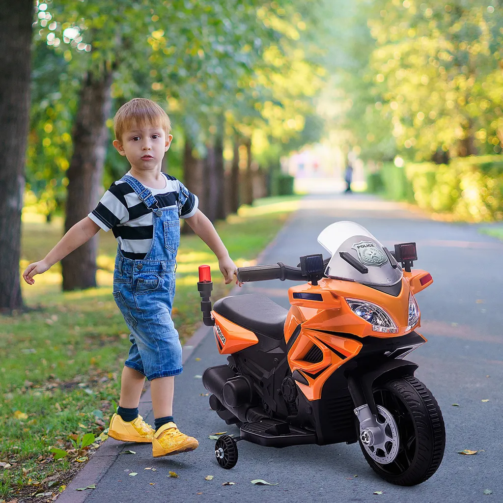 HOMCOM Kinder Polizei Elektromotorrad Polizeimotorrad Elektroauto Kinderwagen Für 18 Bis 36 Monaten Mit 2 Scheinwerfer Polizeilichter Elektroquad Orange+Schwarz 69 X 39 X 43 Cm 4 HOMCOM Kinder Polizei Elektromotorrad Polizeimotorrad Elektroauto Kinderwagen Für 18 Bis 36 Monaten Mit 2 Scheinwerfer Polizeilichter Elektroquad Orange+Schwarz 69 X 39 X 43 Cm – Bild 2