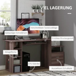 HOMCOM Computertisch Schreibtisch Bürotisch PC Tisch Arbeitstisch Kombitisch Braun 14 HOMCOM Computertisch Schreibtisch Bürotisch PC Tisch Arbeitstisch Kombitisch Braun -Homcom dad4cc1f96fcd2cf77a48596842d8ff9