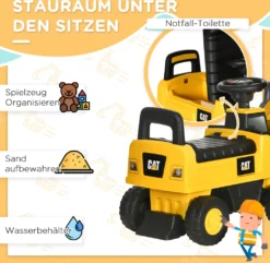 HOMCOM Kinder Rutschauto Tretauto Kinderauto Kinderfahrzeug Licht Musik Hupe Kunststoff Stahl Gelb 67,5x38x44 Cm -Homcom dbc551decb92fc945629ba307ce67633