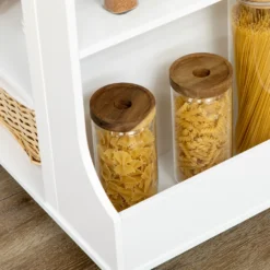 HOMCOM Küchenwagen, Rollwagen, Küchenschrank Mit Arbeitsplatte Aus Gummiholz, Trolley, Beistellwagen Auf Rollen, Servierwagen Mit Schublade, Werkzeugkasten Für Küche, Weiß, 89 X 48 X 89 Cm -Homcom ddff39e6fc5ed23db0f5f99a9d5a445a