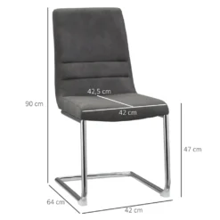 HOMCOM Esszimmerstuhl 2er Set Akzentstuhl Küchenstühle Polsterstuhl Wohnzimmerstuhl Aus Mikrofaser-Stoff Für Esszimmer Retrodesign Stahl Grau 42 X 64 X 90 Cm 11 HOMCOM Esszimmerstuhl 2er Set Akzentstuhl Küchenstühle Polsterstuhl Wohnzimmerstuhl Aus Mikrofaser-Stoff Für Esszimmer Retrodesign Stahl Grau 42 X 64 X 90 Cm -Homcom de394fe6e54d3b80d3c1c60aa83fbeaa