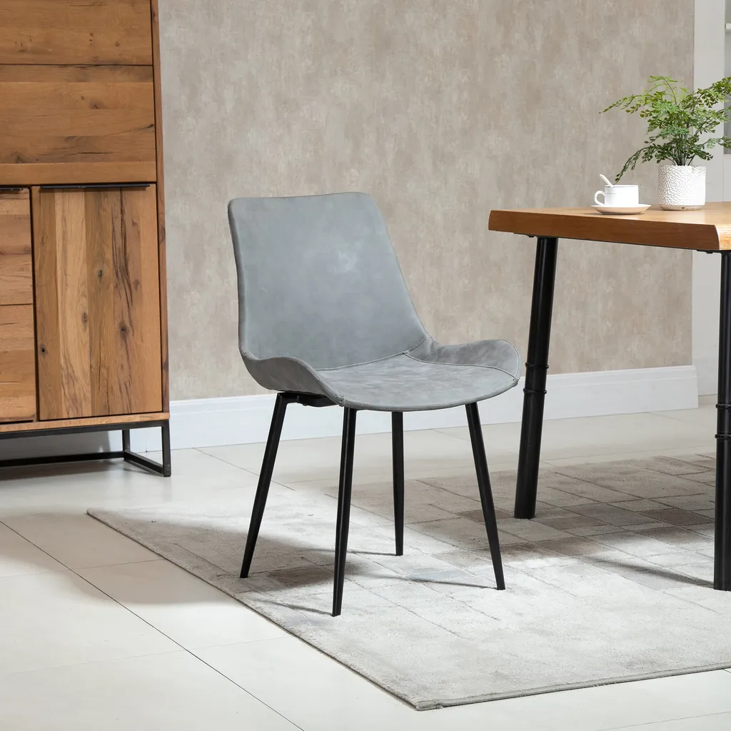 HOMCOM Essstuhl Moderner Wohnzimmerstuhl Mit Rückenlehne Esszimmerstühle Metallbeine Küchenstuhl Für Wohnzimmer Esszimmer Kunstleder Schaumstoff Metall Grau 51,5 X 59 X 82 Cm 8 HOMCOM Essstuhl Moderner Wohnzimmerstuhl Mit Rückenlehne Esszimmerstühle Metallbeine Küchenstuhl Für Wohnzimmer Esszimmer Kunstleder Schaumstoff Metall Grau 51,5 X 59 X 82 Cm – Bild 6