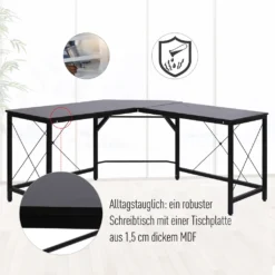 HOMCOM Computertisch Schreibtisch L-Form Eckschreibtisch Winkelschreibtisch MDF Schwarz 150 X 150 X 76 Cm 14 HOMCOM Computertisch Schreibtisch L-Form Eckschreibtisch Winkelschreibtisch MDF Schwarz 150 X 150 X 76 Cm -Homcom df3baf250bfd0c856cb8a2ff5ec057de