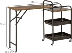 HOMCOM Küchenwagen Küchenrollwagen Servierwagen Mit 1 Klappbaren Tischplatte 2 Tabletts Und 1 Offenes Regal Rollen Verstellbare Fußpolster E1-Spanplatte Metall Rustikal-Braun 118 X 36,5 X 82 Cm -Homcom df6e1029e23f12860c1d06802f17f710