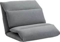 HOMCOM Bodenstuhl, Bodensessel Mit 5-stufig Verstellbarer Rückenlehne, Klappbares Bodensofa Mit Liegefunktion, Bodenkissen, Meditationsstuhl In Leinenoptik, Lazy Sofa, Dunkelgrau, 72 X 71 X 60 Cm