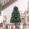 HOMCOM Weihnachtsbaum 1,2 M Christbaum Kunsttanne 130 Zweige Metallfuß PVC Mehrfarbige Lichteffekte Ø66 X 120H Cm
