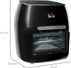 HOMCOM Heißluftfritteuse 11 L 1800W Mit 8 Menüs Zubehör Backofen Dehydrator Barbecue Für Gesundes ölfreies Fettarmes Kochen Stahl Schwarz 32 X 35,6 X 37,9 Cm 14 HOMCOM Heißluftfritteuse 11 L 1800W Mit 8 Menüs Zubehör Backofen Dehydrator Barbecue Für Gesundes ölfreies Fettarmes Kochen Stahl Schwarz 32 X 35,6 X 37,9 Cm -Homcom e171766f036fd04912e0ce5263bdb610