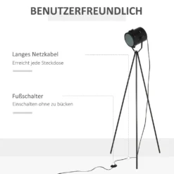 HOMCOM Stehlampe Vintage Design Standleuchte Retrodesign Tripod Stehleuchte Mit Ø15,5 Cm Lampenschirm 25W Für Schlafzimmer Esszimmer Sockel E27 Metall Schwarz Ø58 X 136 Cm 15 HOMCOM Stehlampe Vintage Design Standleuchte Retrodesign Tripod Stehleuchte Mit Ø15,5 Cm Lampenschirm 25W Für Schlafzimmer Esszimmer Sockel E27 Metall Schwarz Ø58 X 136 Cm -Homcom e1b4ca9be7b6c7d7dc7848d80d131a79