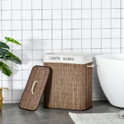 HOMCOM 100L Wäschekorb Wäschebox Wäschesammler Mit 3 Griffe Mit Waschbarem Wäschesack Abnehmbar Bambus Polyester Baumwolle Metall Braun+Weiß 52 X 32 X 63 Cm 18 HOMCOM 100L Wäschekorb Wäschebox Wäschesammler Mit 3 Griffe Mit Waschbarem Wäschesack Abnehmbar Bambus Polyester Baumwolle Metall Braun+Weiß 52 X 32 X 63 Cm -Homcom e39804e16a671617faecc18362a137a8