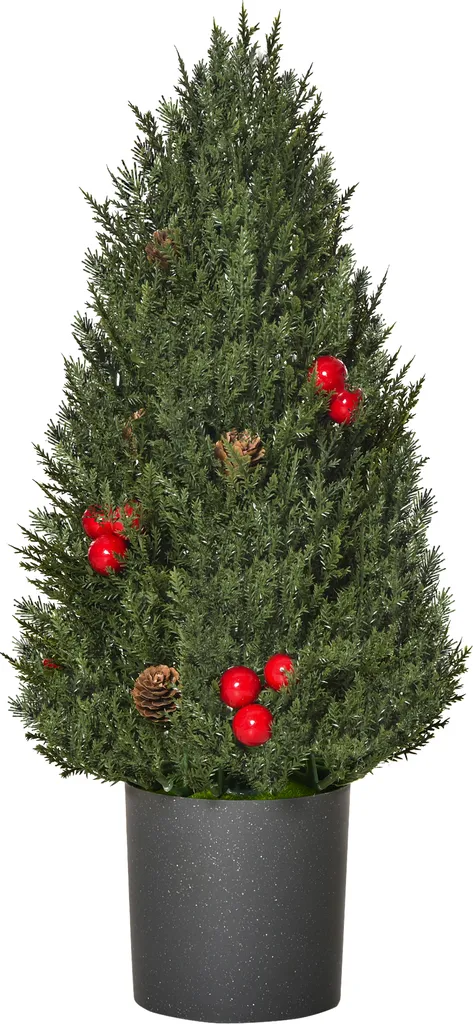 HOMCOM Weihnachtsbaum 50 Cm Christbaum Zypressen-Weihnachtsbaum Mit 7 Roten Beeren Und 6 Tannenzapfen Kunsttanne 170 Zweige Für Tisch Und Schreibtisch PVC PE Grün Ø27 X 47 Cm 3 HOMCOM Weihnachtsbaum 50 Cm Christbaum Zypressen-Weihnachtsbaum Mit 7 Roten Beeren Und 6 Tannenzapfen Kunsttanne 170 Zweige Für Tisch Und Schreibtisch PVC PE Grün Ø27 X 47 Cm
