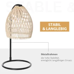 HOMCOM Tischlampe, Tischleuchte Mit Ratten-Lampenschirm, Nachttischlampe Aus Metallrahmen Im Boho-Stil, E27, Max. 40 W, Schreibtischlampe Für Schlafzimmer, Wohnzimmer, Natur+Schwarz -Homcom e540da5f2b53991d63950b7cc569f6eb