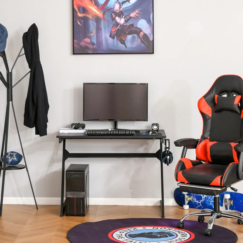 HOMCOM Computertisch Gaming Tisch PC Tisch Computer Ergonomisch Verstellbar Höhe Stahl MDF Schwarz 100L X 60B X 75H Cm 8 HOMCOM Computertisch Gaming Tisch PC Tisch Computer Ergonomisch Verstellbar Höhe Stahl MDF Schwarz 100L X 60B X 75H Cm – Bild 6