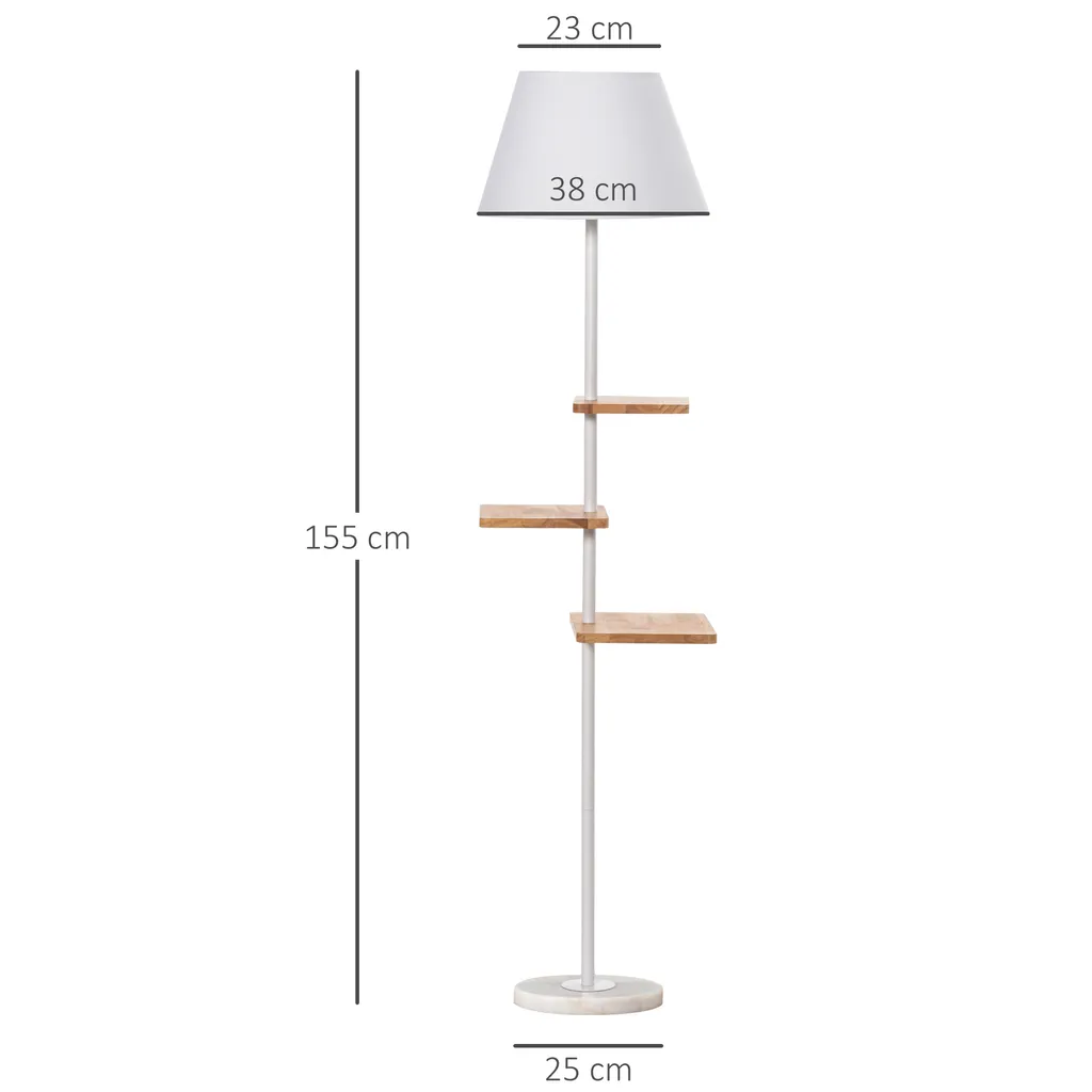 HOMCOM Stehlampe Stehleuchte Mit 3 Drehbaren Etagen Elegant Klassisch Für Wohnzimmer Schlafzimmer Büro Stahl Gummiholz T/C-Gewebe Marmor Weiß+Natur 38 X 38 X 155 Cm 8 HOMCOM Stehlampe Stehleuchte Mit 3 Drehbaren Etagen Elegant Klassisch Für Wohnzimmer Schlafzimmer Büro Stahl Gummiholz T/C-Gewebe Marmor Weiß+Natur 38 X 38 X 155 Cm – Bild 6
