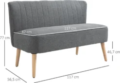 HOMCOM 2-Sitzer Stoffsofa Polstersofa Sitzmöbel Loungesofa Holz Schaumstoff Hellgrau 117 X 56,5 X 77 Cm -Homcom ea389d6d62767fa59fa9e41162909951