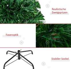 HOMCOM LED Weihnachtsbaum Künstlicher Christbaum Tannenbaum Baum Mit Metallständer, Glasfaser-Farbwechsler, Grün, 120 Cm -Homcom ea7be9867ae0af73fc485b7a52ba2a6d