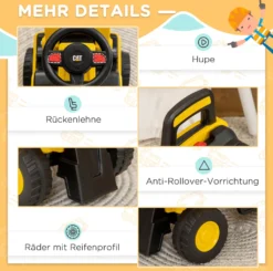 HOMCOM Kinder Rutschauto Tretauto Kinderauto Kinderfahrzeug Licht Musik Hupe Kunststoff Stahl Gelb 67,5x38x44 Cm -Homcom eabafadd8a9c79690ea138ed81a1a34c