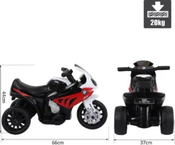 HOMCOM Elektro Kindermotorrad Kinderfahrzeug Lizensiert Von BMW S1000RR Elektro-Dreirad Mit Akku Stahl Rot 66 X 37 X 44 Cm -Homcom eb1900f6c368cb2312aca5ffc966a30a