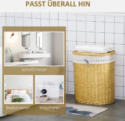 HOMCOM Wäschekorb Aus Weide Weidenrute Wäschebox Wäschesammler Geflochten Mit Deckel Natur 100L 51 X 38 X 57 Cm 16 HOMCOM Wäschekorb Aus Weide Weidenrute Wäschebox Wäschesammler Geflochten Mit Deckel Natur 100L 51 X 38 X 57 Cm -Homcom eb92a449c4756be3e284314fbd132116