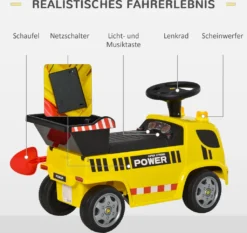 HOMCOM Sitzbagger Für Kinder Rutscherfahrzeug Mit Kippen Eimer Und Schaufel Fuß Rutscherauto Unter Sitz Lagerung Für Baby 18-36 Monaten Metall PP-Kunststoff Gelb 72 X 28,2 X 42 Cm -Homcom ec195719af9cd7c800ab34f73f160d82