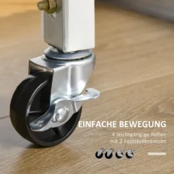 HOMCOM Küchenwagen Küchenrollwagen Servierwagen Mit Schublade Abnehmbares Tablett Bambus MDF Metall Weiß+Natur 58 X 37 X 83 Cm -Homcom ed62a0d65f4d4371aaa46f6b138eaed4