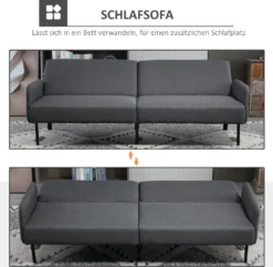 HOMCOM Schlafsofa Klappsofa 2-Sitzer Stoffsofa Bettsofa Sofa Mit Schlaffunktion Sofagarnitur Leinen-Touch Stahl Grau 214 X 94 X 81 Cm -Homcom edc65bc777b06e0704f617bbf9c66c79