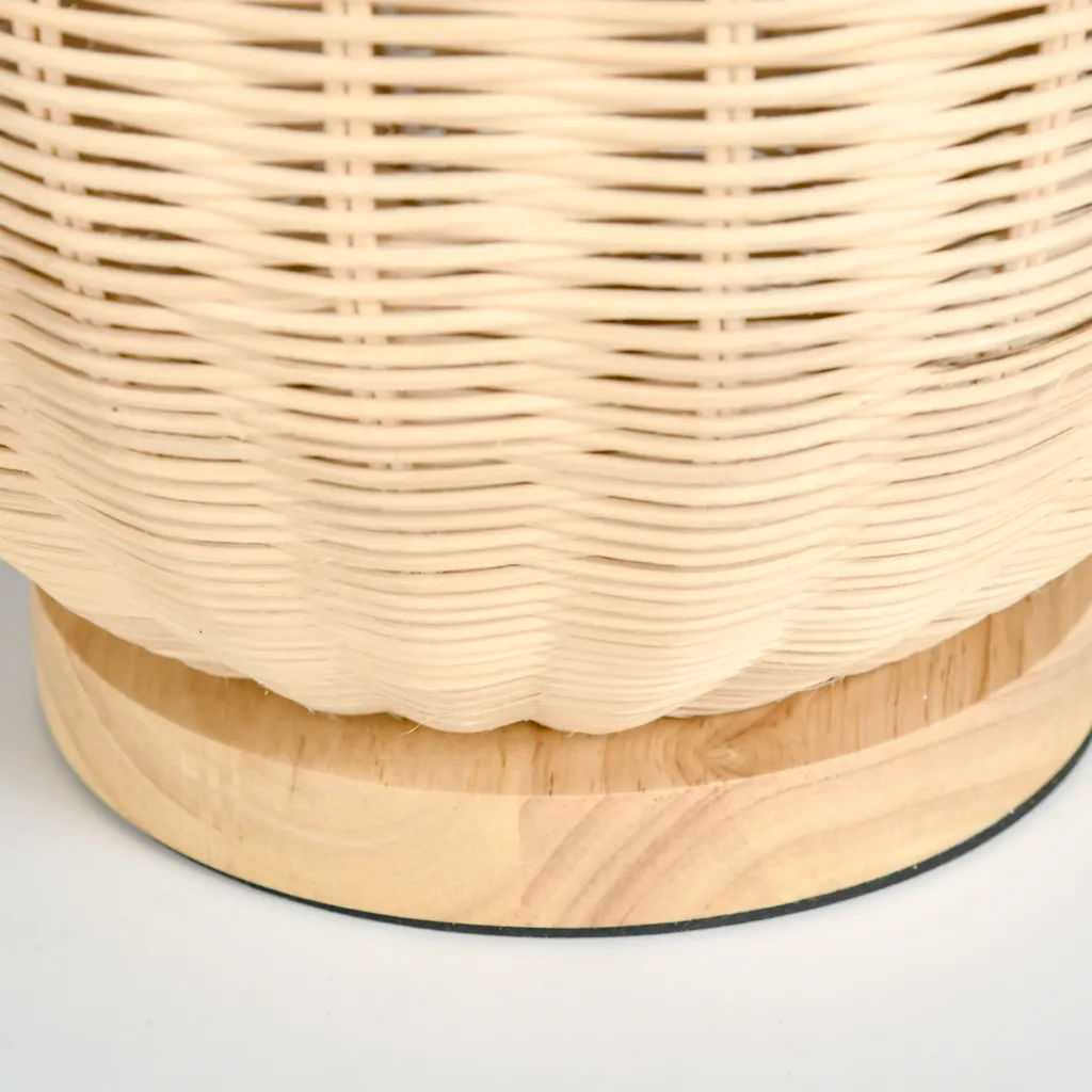 HOMCOM Tischlampe Tischleuchte Rattan-Lampenschirm Nachttischlampe Wohnzimmerlampe Mit Holzsockel Rattan-Fuß 40W Naturholz 34 X 34 X 55 Cm 11 HOMCOM Tischlampe Tischleuchte Rattan-Lampenschirm Nachttischlampe Wohnzimmerlampe Mit Holzsockel Rattan-Fuß 40W Naturholz 34 X 34 X 55 Cm – Bild 9