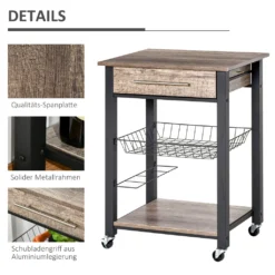 HOMCOM Küchenwagen Küchenrollwagen Servierwagen Mit Ablage Schublade Weinregal Spanplatte Metall Grau Eiche 60 X 50 X 84,5 Cm 14 HOMCOM Küchenwagen Küchenrollwagen Servierwagen Mit Ablage Schublade Weinregal Spanplatte Metall Grau Eiche 60 X 50 X 84,5 Cm -Homcom ef19e789002d56acdaace1b1589ed723