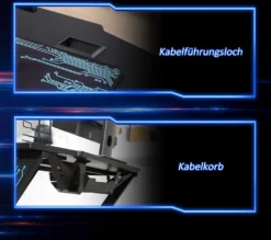 HOMCOM Gaming Tisch Schreibtisch Mit Kopfhörerhaken Getränkehalterung R-förmiger Computertisch MDF Metall Schwarz+Blau 110 X 59 X 75 Cm -Homcom ef203a0000f85f0d734b1d6f6c23bcc7